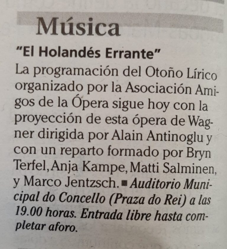 Faro de Vigo. El Holandés Errante Proyección