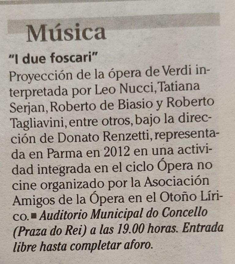 Faro de Vigo. I due foscari
