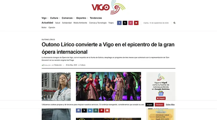 VigoÉ sitúa el Otoño Lírico de Vigo como epicentro de la ópera internacional en 2026