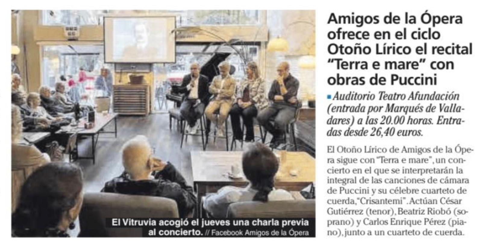 Faro de Vigo. Recital Puccini