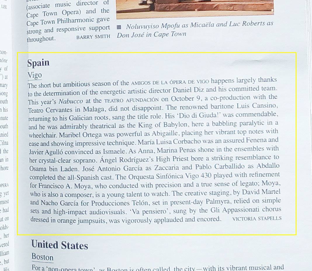 Nuestro Nabucco en revista Ópera