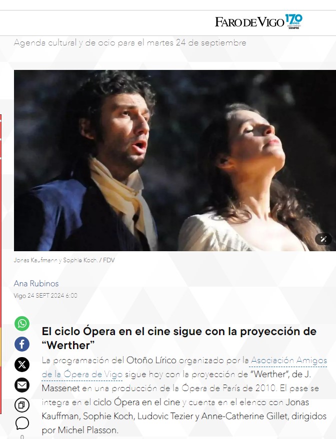 Faro de Vigo. Ciclo Ópera en el Cine