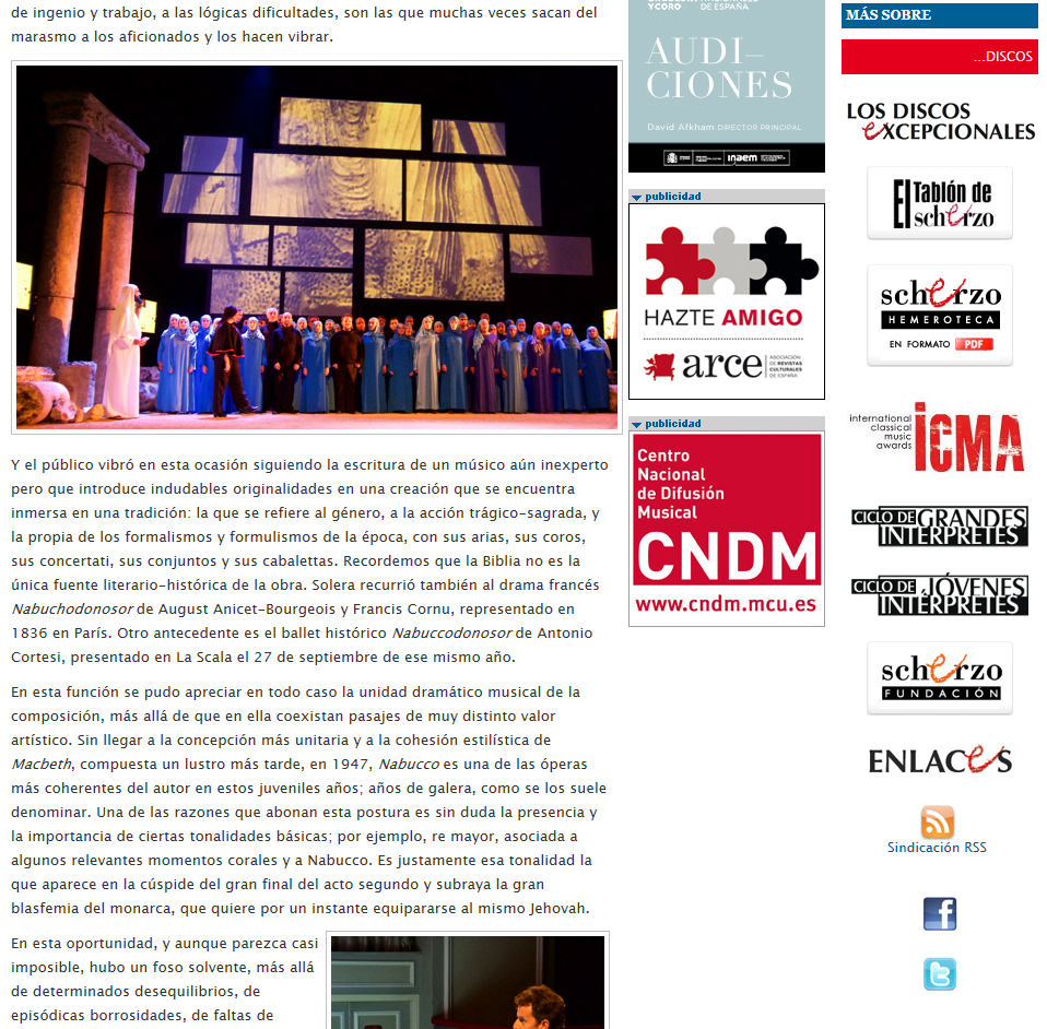 Crítica de Arturo Reverter en Scherzo de Nabucco