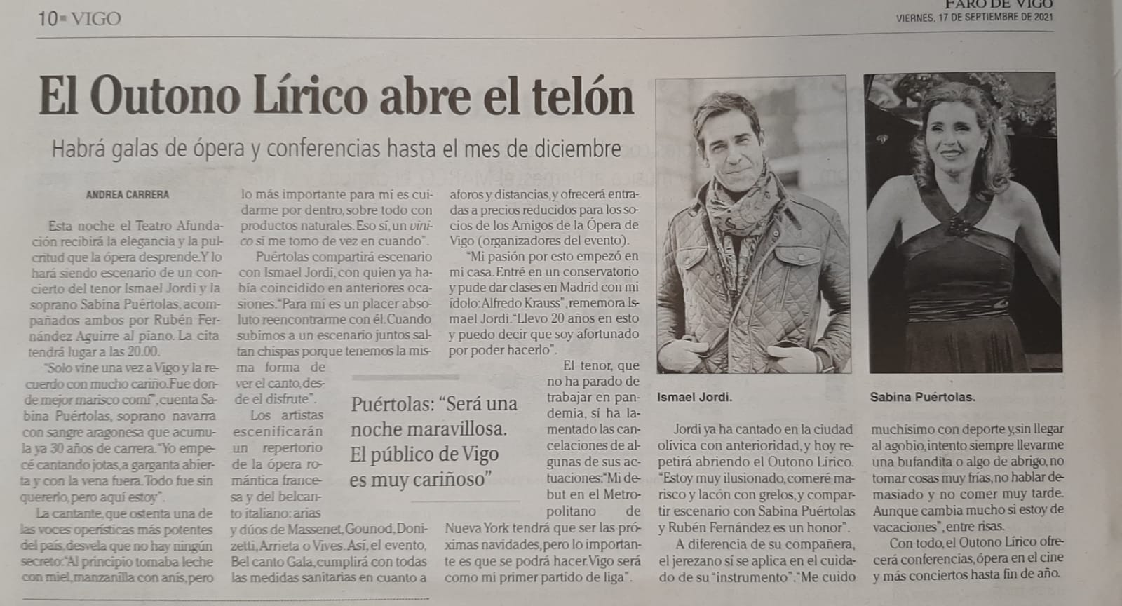 Faro de Vigo. El Otoño Lírico abre el telón