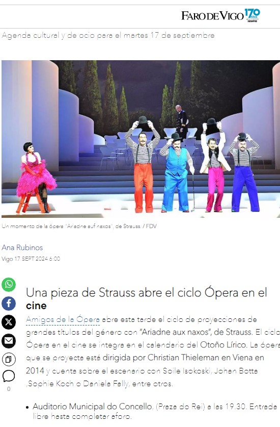Faro de Vigo. Stauss Ópera en el cine