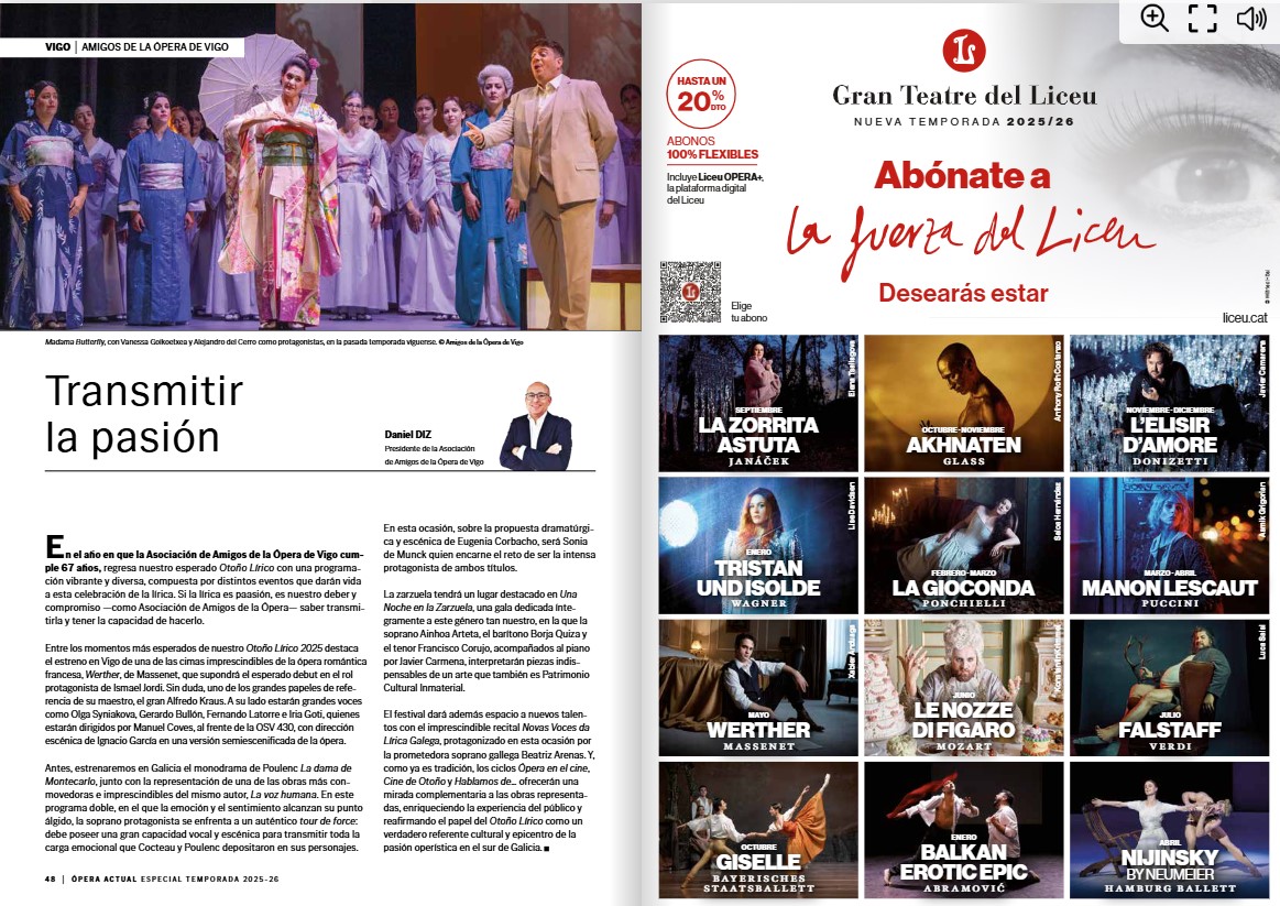 Ópera Actual. Especial temporadas Líricas.