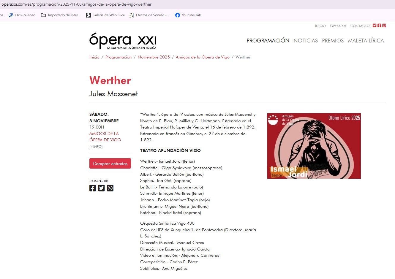 Ópera XXI. Temporada Ópera
